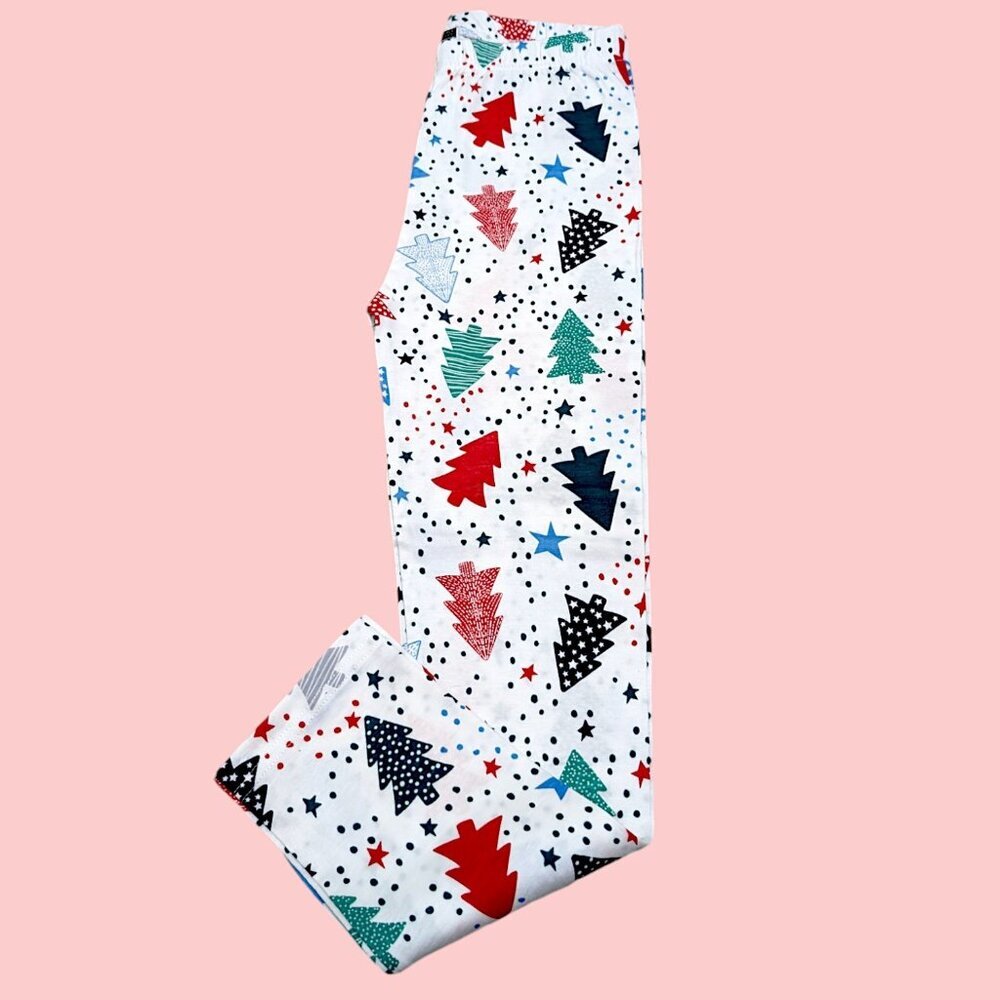 Pepco Full length Soft Cotton White Xmas Trees leggings Skinny Fit stretchy NWOT
